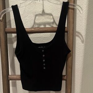 Black Sleeveless Ribbed Top